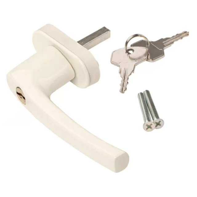 ручка оконная с ключом белая